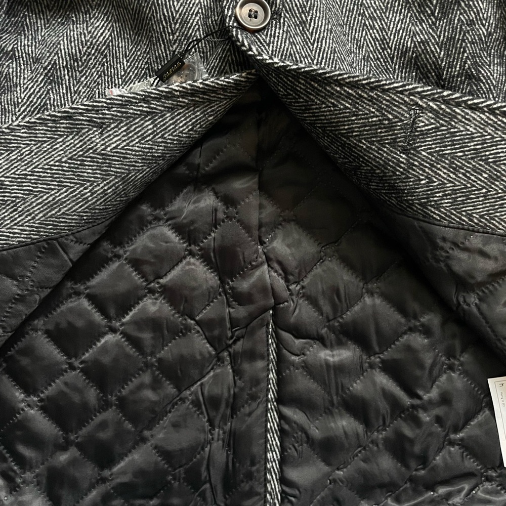 Wool-Blend XS Pea Coat in Charcoal Herringbone - Picture 6 of 9